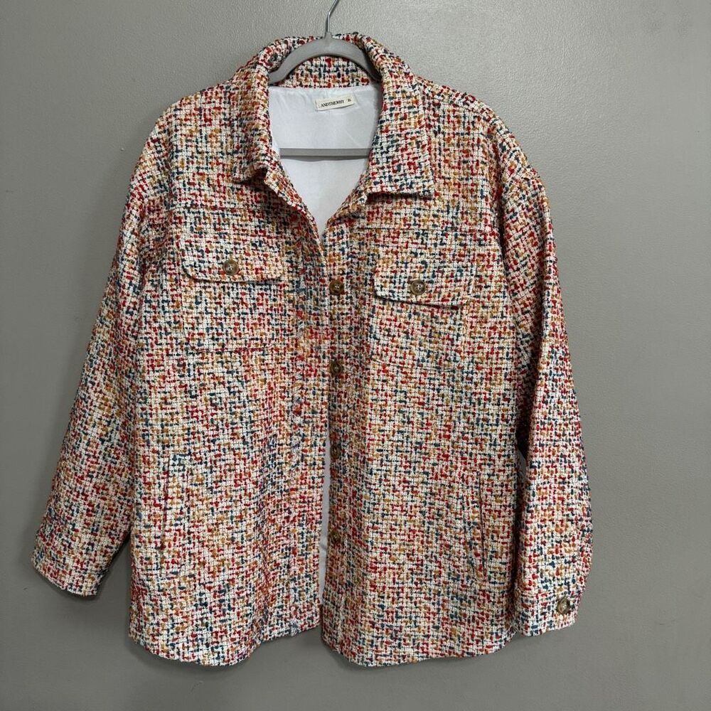Andthewhy boutique Colorful gold woven tweed blazer size XL